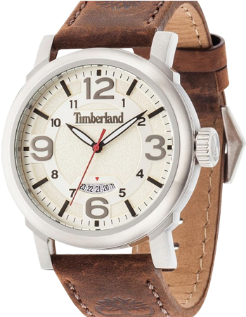 Timberland Berkshire Brown Leather Strap 14815js-07 - Timberland Men's Quartz Watch With Beige Dial Analogue (389x450), Png Download