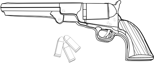 Colt Peacemaker Colt Black White Line Art 555px - Clip Art (555x230), Png Download