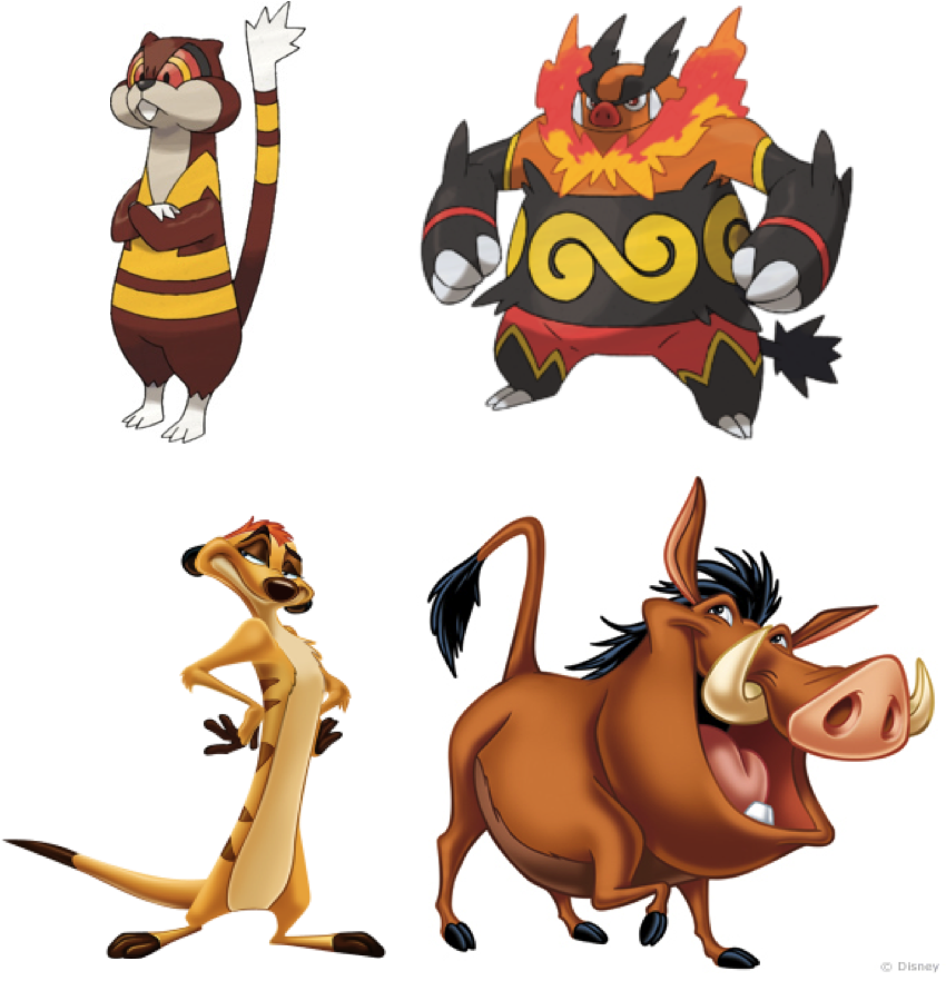 What About Timon And Pumbaa - Pokemon Emboar Weapon (877x882), Png Download