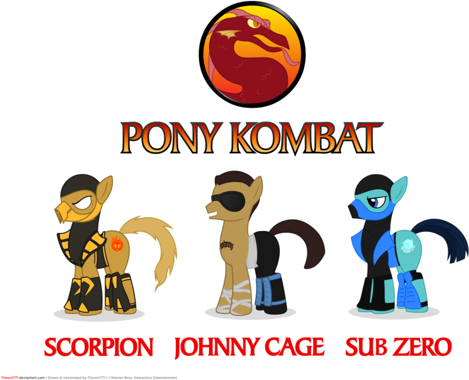 Pony Kombat Scorpion Johnny Cage Sub Zero - Mortal Kombat Version Pony (1029x776), Png Download