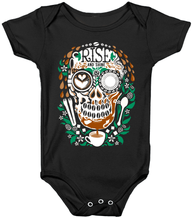 Rise And Shine Coffee Skull Baby Onesy - My Hero Academia Baby Outfit (484x484), Png Download