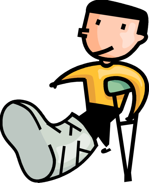 Vector Illustration Of Accident Patient With Broken - Boy With Broken Leg (571x700), Png Download