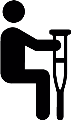 Sitting Man With Crutches Vector - Piktogramm Krücke (400x400), Png Download