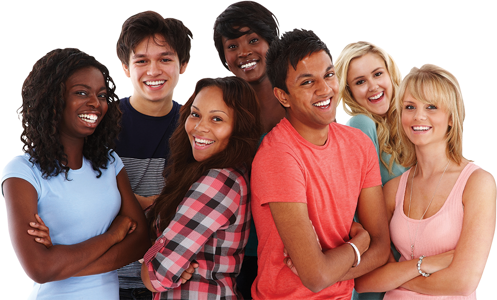 Positive Assistance - Group Of Teens Png (1000x607), Png Download