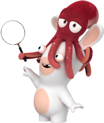 Rabbid With Squid On Head - Raving Rabbids (400x400), Png Download