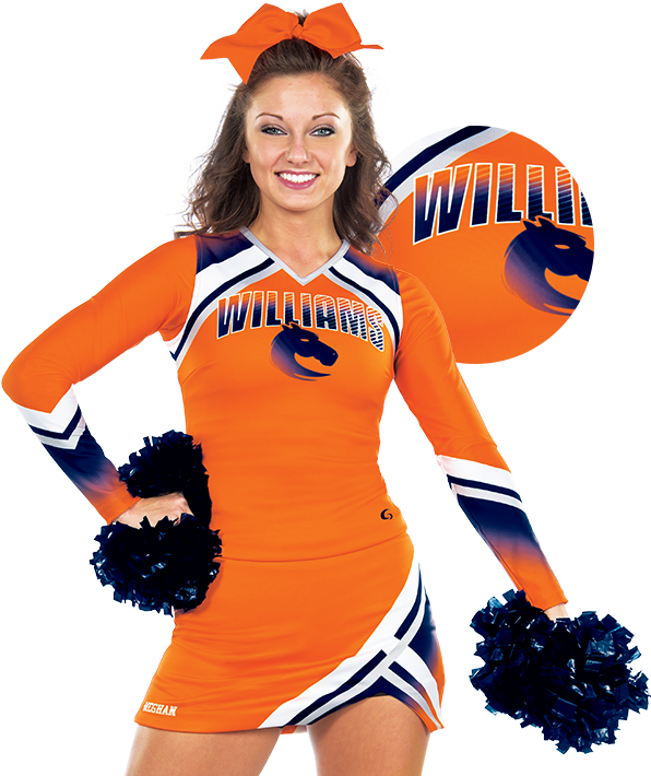 Cheerleader Uniform Ultrafuse Sublimation Layout Uniform - Orange Cheer Uniforms (640x715), Png Download