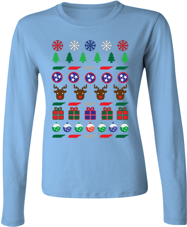 Tennessee Ugly Christmas Sweater Womens Long Sleeve - Sweater (1000x1000), Png Download