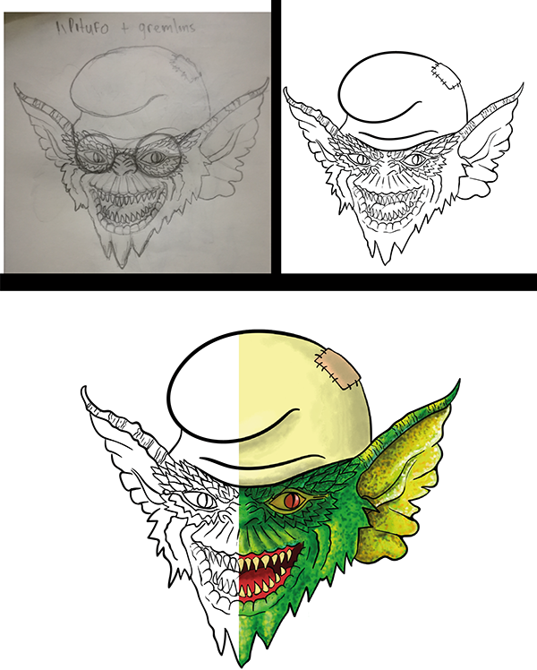 Gremlins - Illustration - Sketch (600x748), Png Download