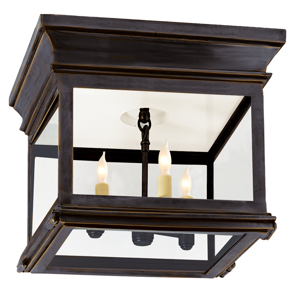 Club Small Square Flush Mount In Bronze With Cle (1000x1000), Png Download