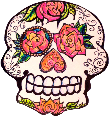 Day Of The Dead Clipart Candy Skull - Transparent Cartoon Day Of The Dead Skeleton (640x480), Png Download