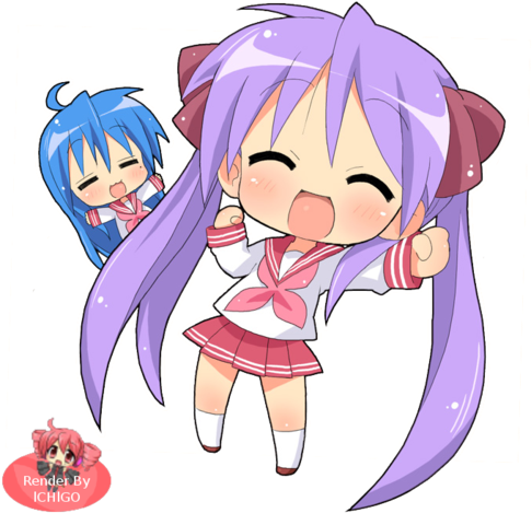 Anime, Chibi, And Lucky Star Image - Lucky Star Kagami Chibi (500x500), Png Download