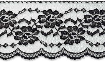 Essential Trimmings Et423/blk | Black Nylon Lace Edging (355x355), Png Download
