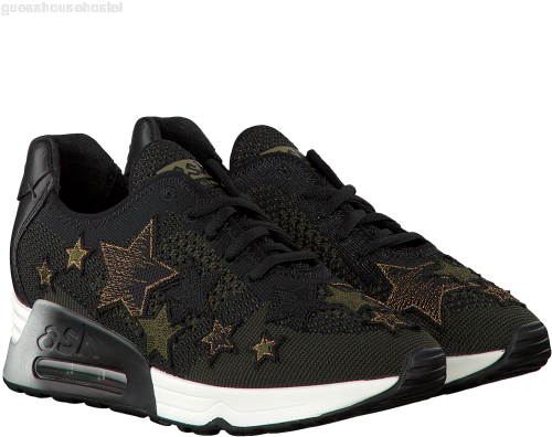 Black Ash Sneakers Lucky Star Textile - Skechers Work Shoes Women (500x500), Png Download