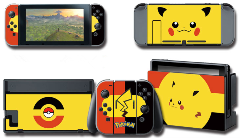 Pokémon Pokemon Pikachu Protective Skins Stickers Cover - Nintendo Switch Console With Gray Joy-con (975x975), Png Download