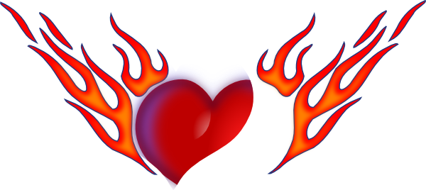 How To Set Use Flaming Heart Icon Png - Flaming Heart Clipart (600x268), Png Download