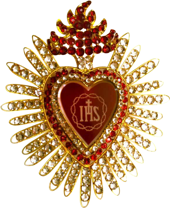Large Antique Nineteenth Century Sacred Heart Candle - Jesus Heart With Crown Transparent (708x708), Png Download