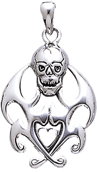 Flaming Skull Heart Pendant - Earring (555x555), Png Download