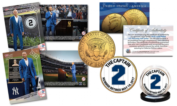 Derek Jeter Retirement Issue - Roberto Clemente Baseball Legends Jfk Half Dollar 24k (600x600), Png Download