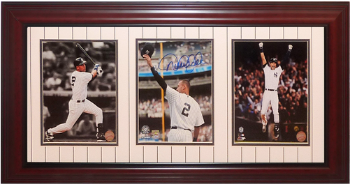 Derek Jeter Autographed New York Yankees Photo Triple - Derek Jeter Autographed Picture - 8x10 Triple Piece (500x500), Png Download