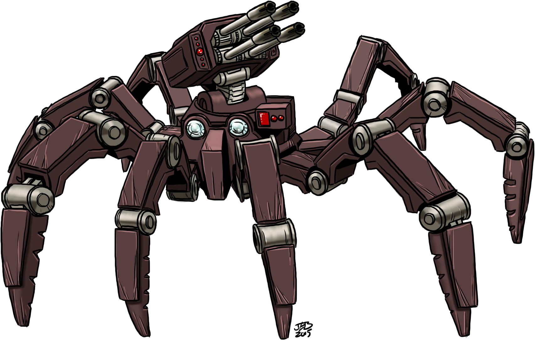 Pdg Arachnidturret Color 01 - Drawing (2000x1545), Png Download