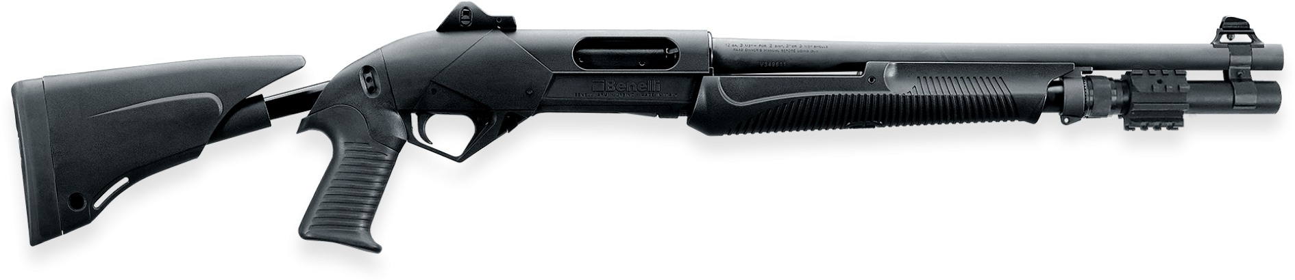Supernova Pump-action Shotgun, Black, Pistol Grip, - Benelli Supernova Tactical Le (2000x959), Png Download