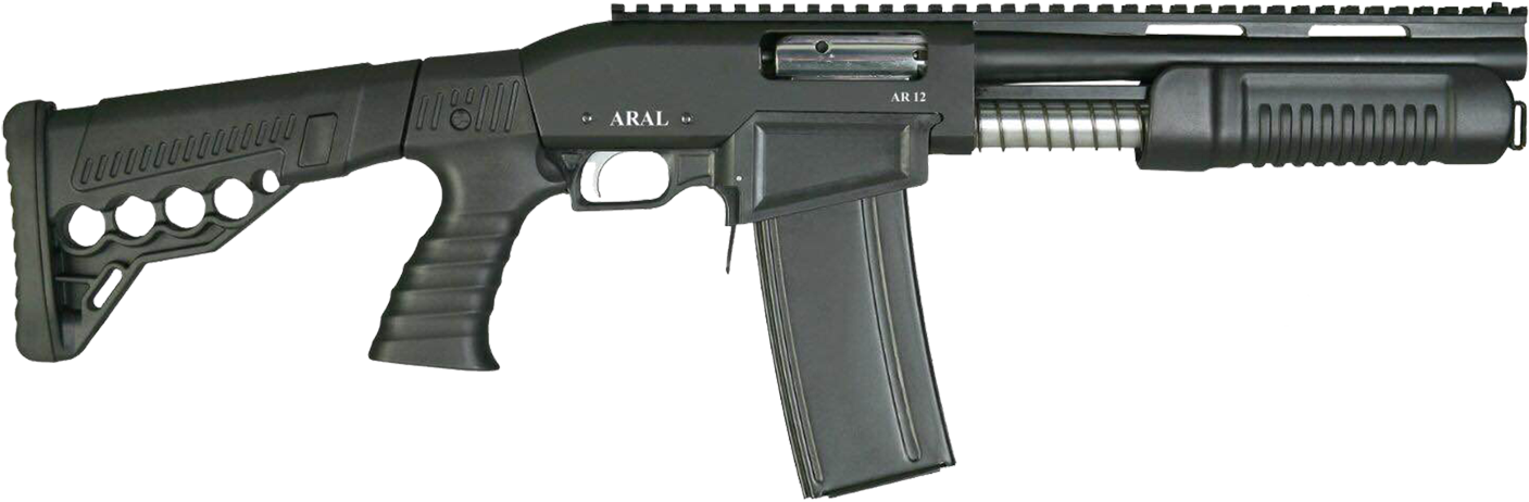 Aral Ar-12 Vertical Magazine Pump Action Shotgun - Molot Ak 47 (2000x544), Png Download