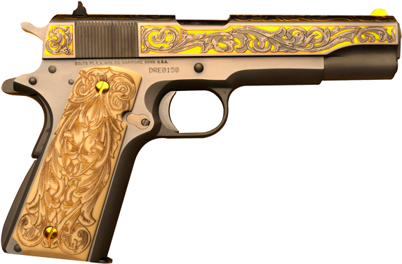 Images - Occam - Handgun Gold Transparent (600x390), Png Download