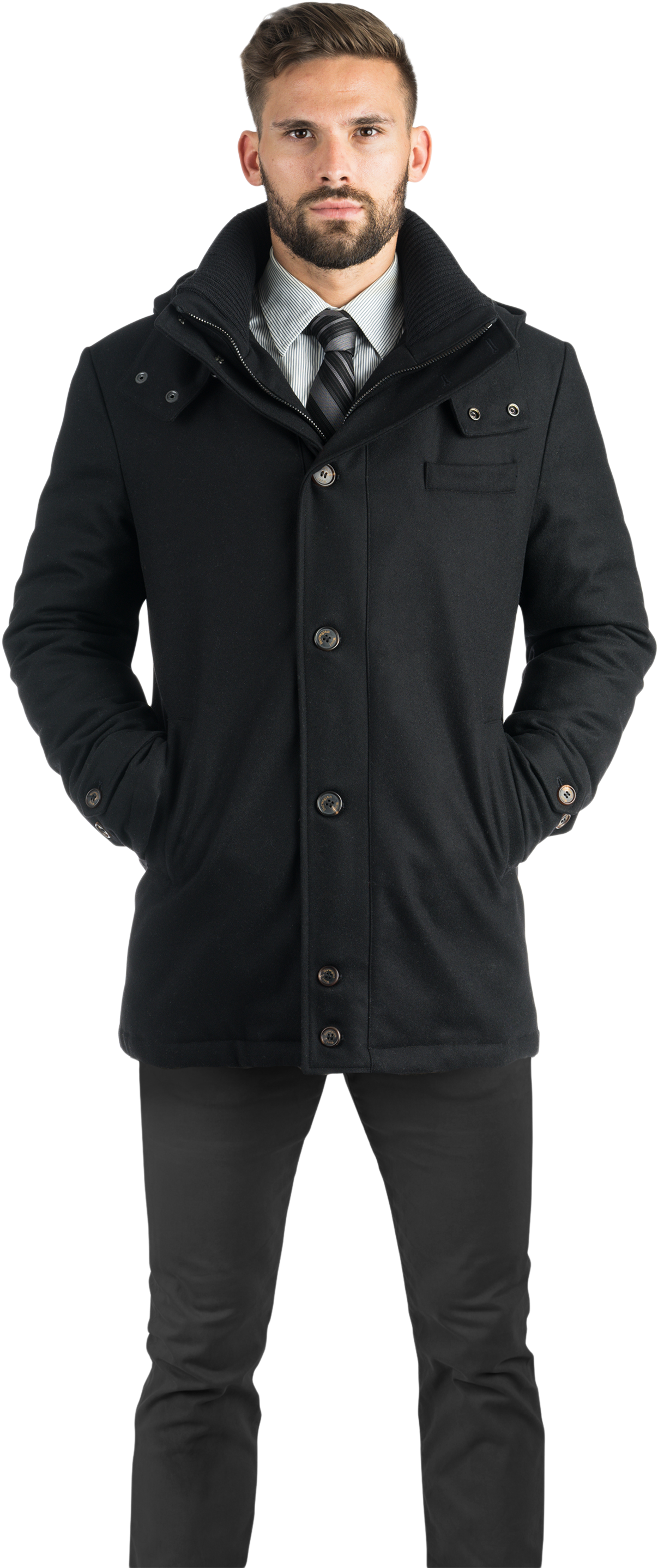 Black City Active Hooded Parka - Coat (2000x2999), Png Download