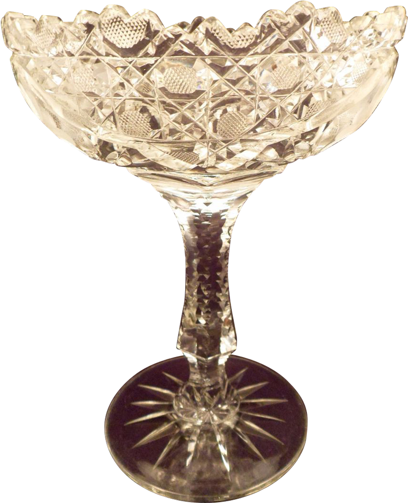 American Brilliant Period Antique Cut Crystal Compote, - Champagne Stemware (1023x1023), Png Download