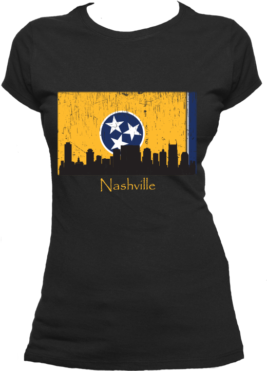 Nashville Skyline Yellow Women's Short Sleeve T-shirt - Oh Captain My Captain Shirt (1000x1000), Png Download