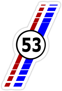 "vw 53, Herbie The Love Bug's Racing Stripes And Number - Calcomanias De Numeros Para Autos (375x360), Png Download