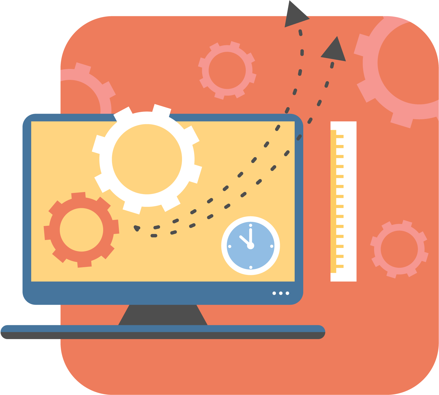 Computer Gears Building Flat - Web Developer Vector (1500x1500), Png Download