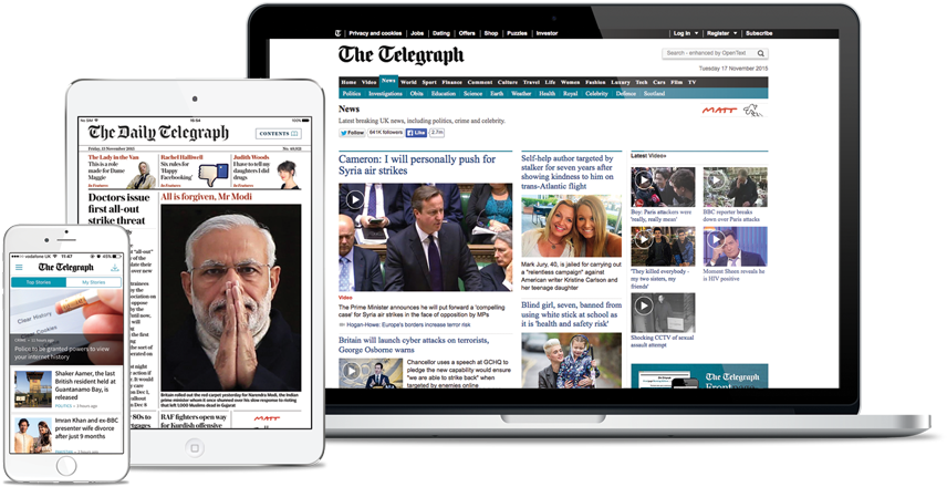 Digital Editions - Telegraph On Tablet (1000x573), Png Download