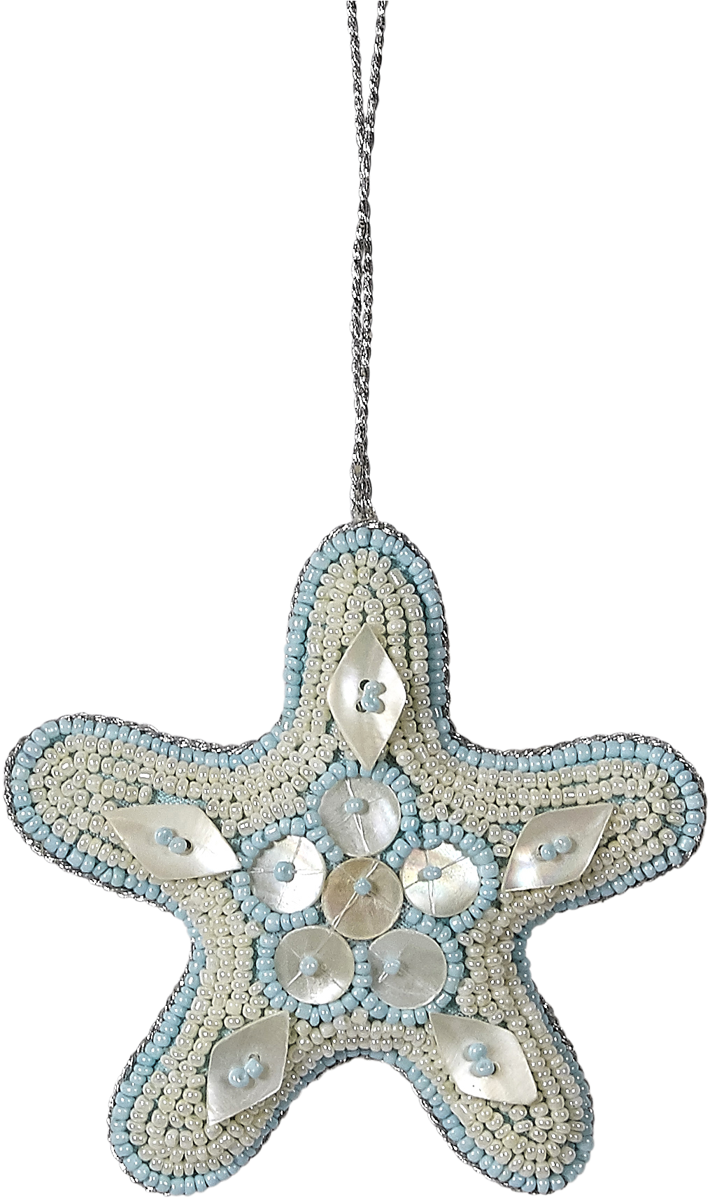 Bead And Mother Of Pearl Ornament, 4" Starfish Blue (1318x1863), Png Download