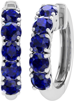 70 Carat Hoop Earrings With Prong Set Blue Sapphire - Women's Bonprix Two Ring Earrings Gold Metallic (size), (422x422), Png Download