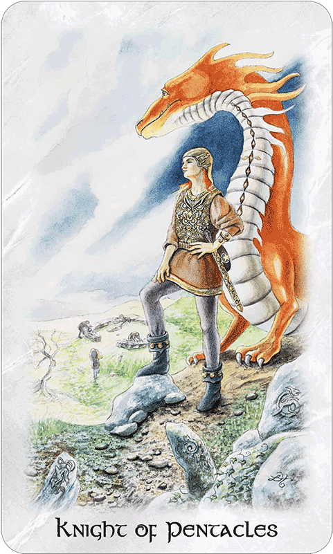 Main Menu Knight Of Pentacles - Celtic Dragon Tarot (600x800), Png Download
