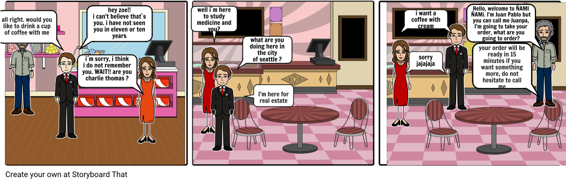 The Meeting Of Zoe And Charlie - Cartoon (1164x385), Png Download