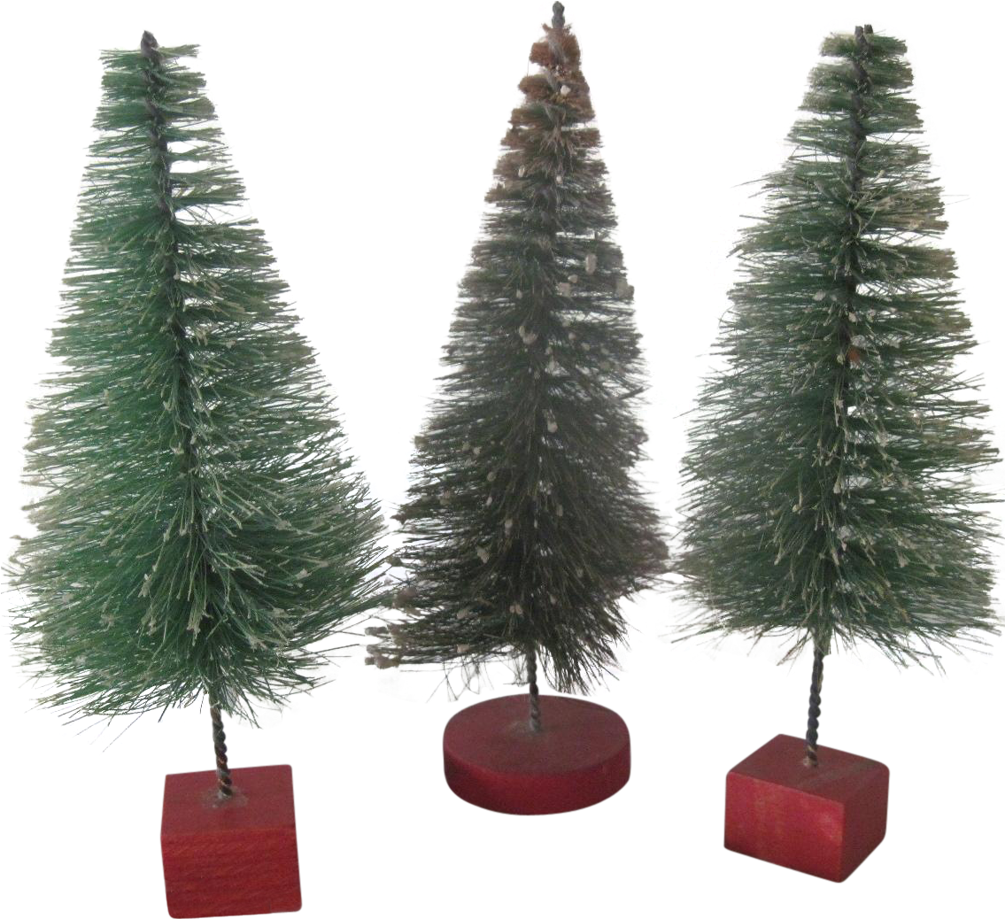 Set Of Three Vintage Miniature Bottle Brush Christmas - Christmas Tree (1134x1134), Png Download