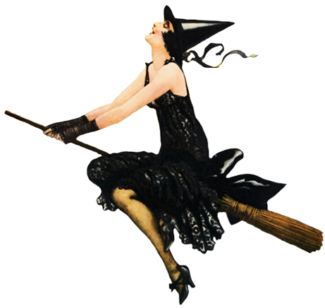 Party Halloween Witch Flying On Broom Photo By Stacia - 1920s Witch (472x435), Png Download
