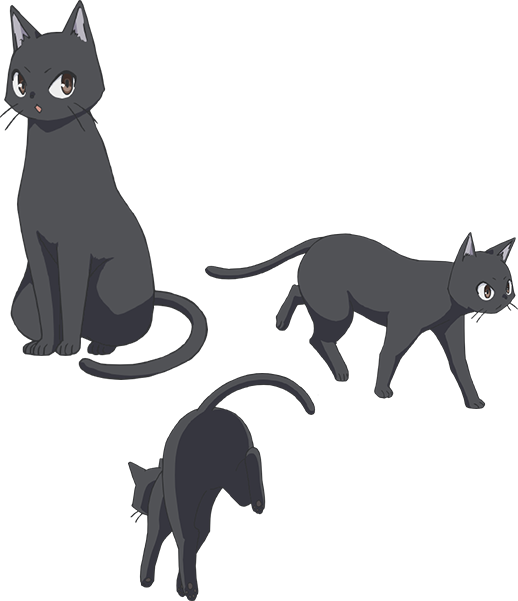 El Anime De Flying Witch Presenta A Los Familiares - Flying Witch Anime Cat (518x601), Png Download