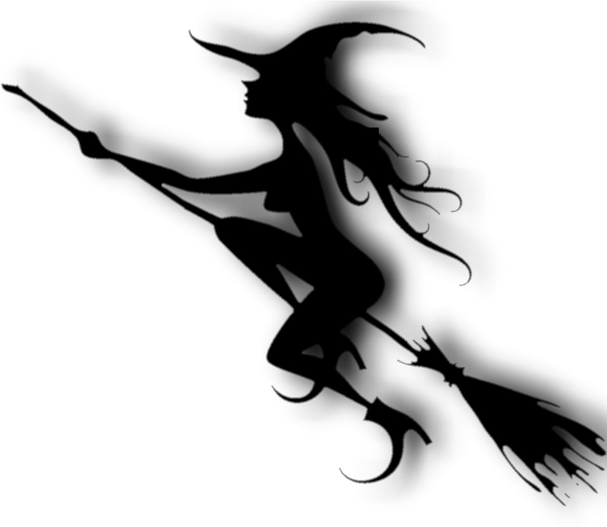 Halloween - Transparent Png Witch On A Broom Silhouette (1200x1200), Png Download