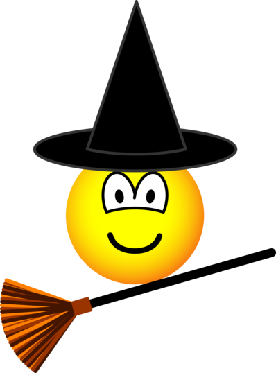 Witch Flying Emoticon - Flying Emoticon (398x538), Png Download