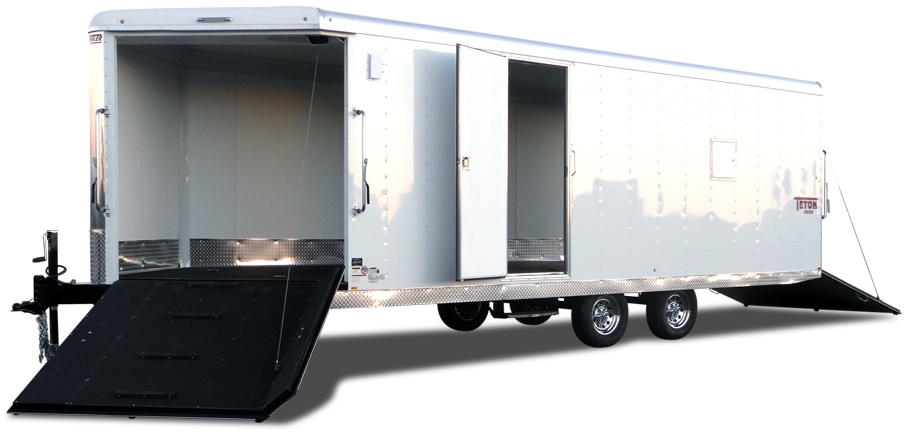 Xtreme Snowmobile Trailers - 28 Enclosed Snowmobile Trailer (910x432), Png Download