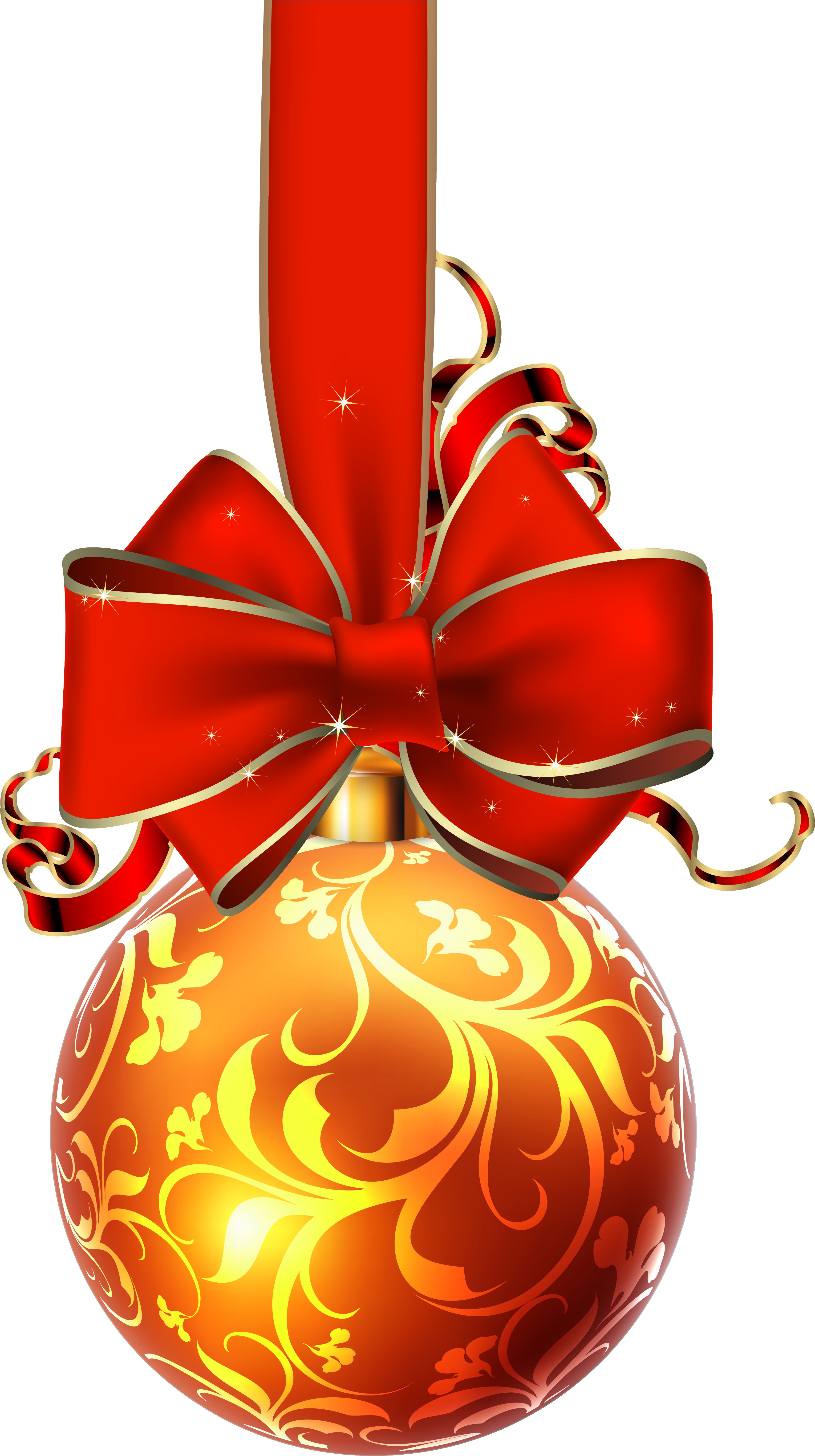 Christmas Ball With Red Bow Png Clipart Image - Christmas Ornament With Bow (3700x6267), Png Download