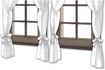 Small Window With White Curtain - Curtain (438x360), Png Download