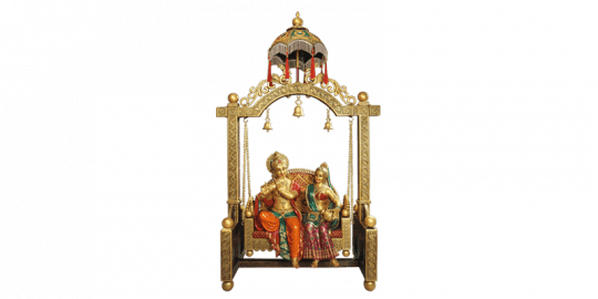 Devotional 6 Feet Golden Radha-krishna Mandir Jhula - Foot (540x270), Png Download