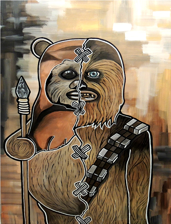 Chewbacca And Ewok Print 11″ X 14″ - Final Fantasy (980x745), Png Download