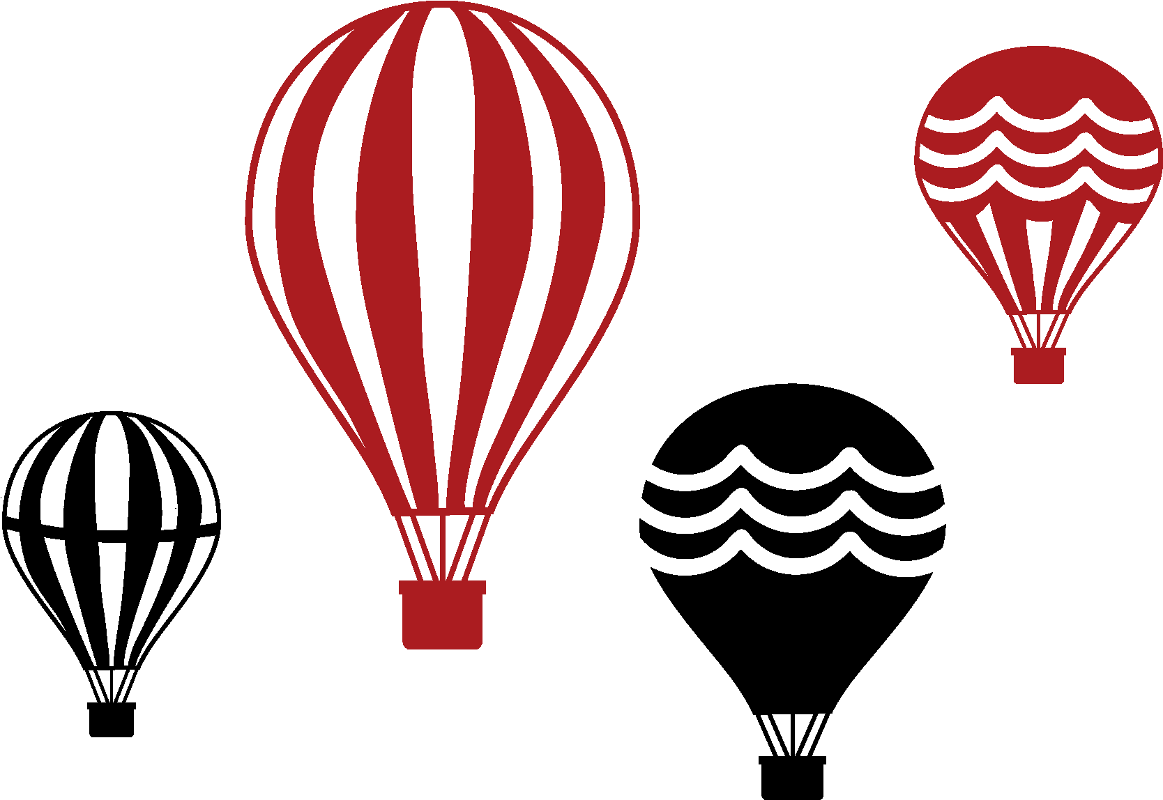 Set Of Four Vintage Hot Air Balloons - Hot Air Balloon (1875x1875), Png Download
