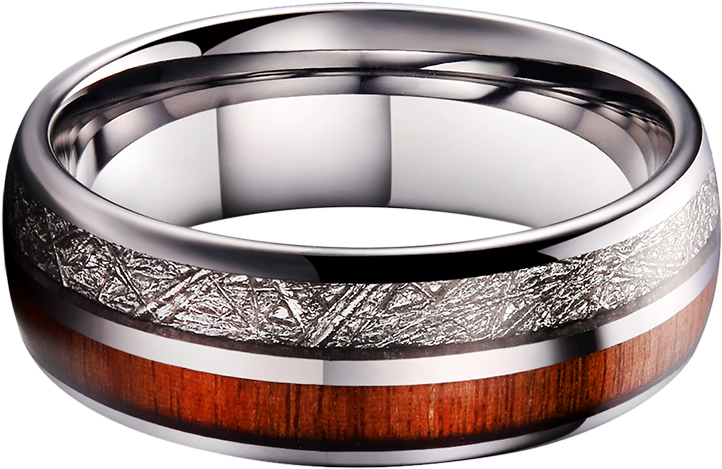 King Will Meteor™ Imitated Meteorite & Wood Inlay With - Titanium Ring (1100x1100), Png Download