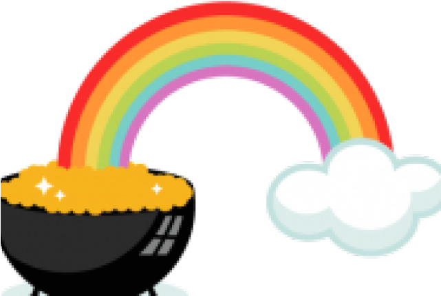 Rainbow And Pot Of Gold Clipart - Rainbow Pot Of Gold Clipart (640x480), Png Download